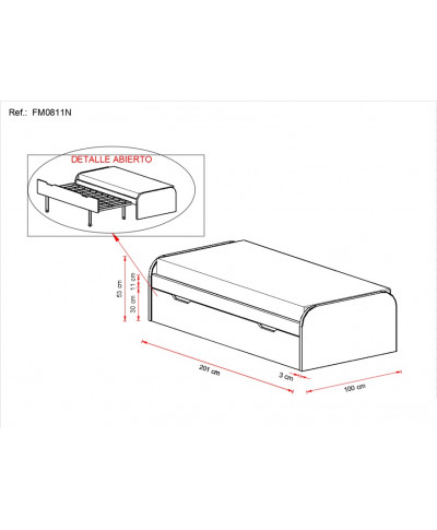 Cama nido con arrastre SOFT 90 cm lacada