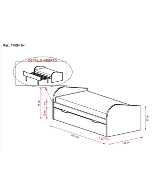 Cama nido con arrastre FORM 90 cm lacada