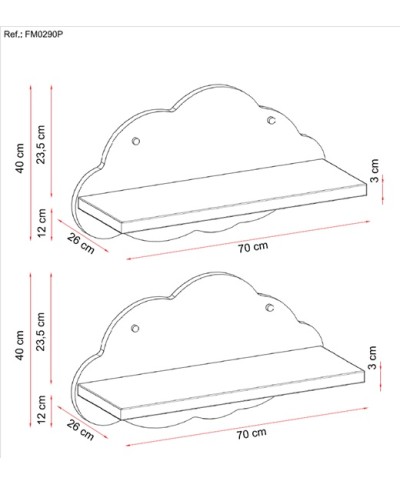 Juego estantes pared NUBE