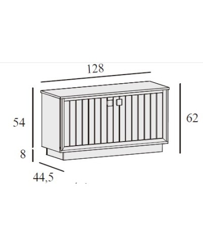 Mueble TV 2 puertas RAYADAS frente 128 cm