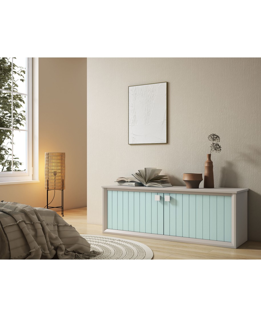 Mueble TV 2 puertas RAYADAS frente 155 cm