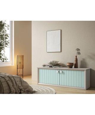 Mueble TV 2 puertas RAYADAS frente 155 cm