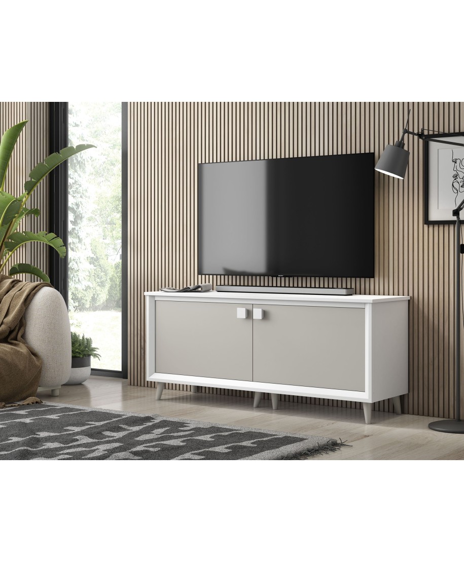 Mueble TV 2 puertas LISAS con patas frente 155 cm