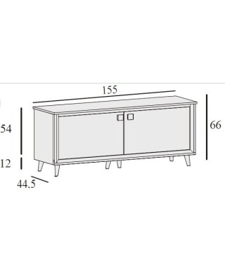 Mueble TV 2 puertas LISAS con patas frente 155 cm